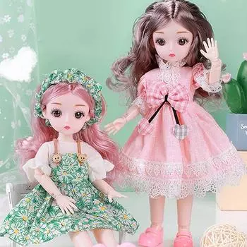 Мини-подвижная кукла 30 см, игрушка для девочек, 3D большие глаза, BJD, полная одежда принцессы, коллекция платьев, детская кукла в подарок B