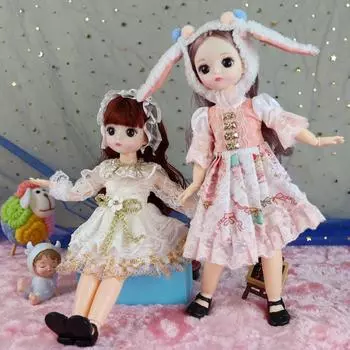 Мини-подвижная кукла 30 см, игрушка для девочек, 3D большие глаза, BJD, полная одежда принцессы, коллекция платьев, детская кукла в подарок B