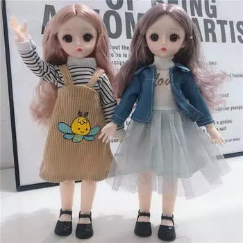 Мини-подвижная шарнирная кукла 30 см, игрушка для девочек, 3D большие глаза, BJD, полная одежда принцессы, коллекция платьев, детская кукла в подарок clothes and doll