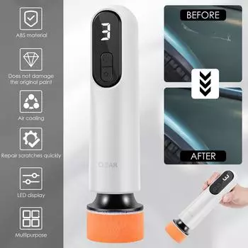 Мини-полировальная машина для автомобиля, беспроводная ручная полировальная шлифовальная машина для автомобиля, 3 регулируемые скорости, 12000 об/мин, аккумулятор 2000 мАч