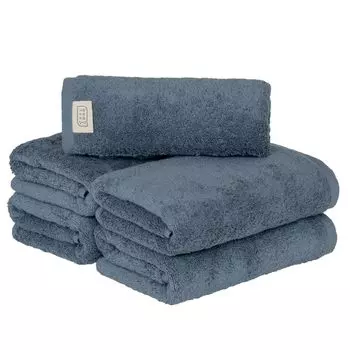 Мини-полотенце для ванной Towel Institute Smoky Blue, набор из 5 шт. Характеристики отеля Пушистые, быстро впитывающие, хлопковые, прочные, с низкой степенью линьки, японская технология [Объем]