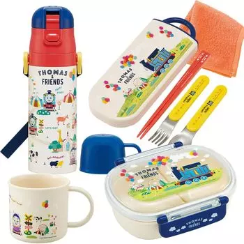 Мини-полотенце Skater из коллекции Thomas Friends, набор из 4 предметов, антибактериальный ланч-бокс с сердцевиной, 360 мл, три чашки, 2 бутылки для воды и