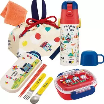 Мини-полотенце Skater Thomas Friends, набор из 4 предметов, антибактериальный ланч-бокс с сердцевиной 270 мл, три бутылки для воды с завязками и 2 отверстиями