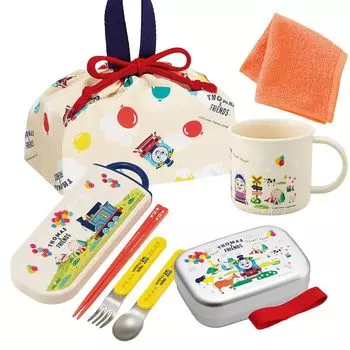 Мини-полотенце Skater Thomas Friends, набор из 4 предметов, алюминиевая коробка для бенто, 370 мл, набор из трех чашек со шнурком и