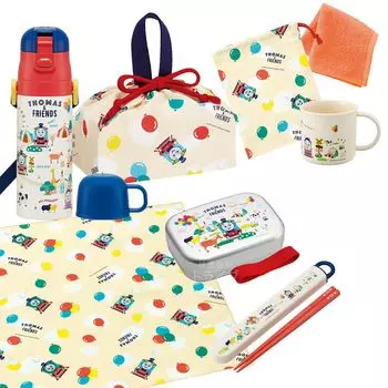 Мини-полотенце Skater входит в комплект из 7 предметов «Друзья Томаса», алюминиевая коробка для бенто, 370 мл, палочки для еды, коробка для палочек для еды, салфетка для ланча на шнурке, сумка для стакана 2WAY Water