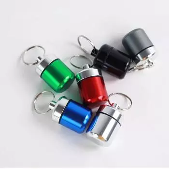 Мини-портативная алюминиевая водонепроницаемая коробка для таблеток высокого качества с герметичной плоской головкой для хранения и брелком для контейнера для лекарств, новинка чёрный