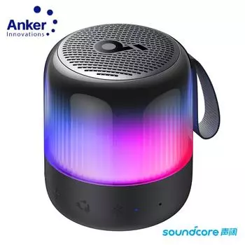 Мини-портативная колонка Soundcore Glow, Bluetooth-колонка со звуком на 360°, световым шоу, аккумулятором на 12 часов, водонепроницаемостью и пыленепроницаемостью A3136 чёрный