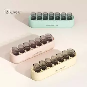 Мини-портативная коробка для таблеток, большая емкость, без запаха, 7 сеток, с отдельной крышкой, пыленепроницаемые, маленькие коробки для таблеток на одну неделю бежевый