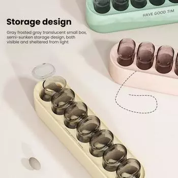 Мини-портативная коробка для таблеток, большая емкость, без запаха, 7 сеток, с отдельной крышкой, пыленепроницаемые, маленькие коробки для таблеток на одну неделю бежевый