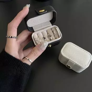 Мини Портативная Маленькая Сумка Для Хранения Ювелирных Изделий Дорожная Простая Кожаная Коробка Для Хранения Колец Ожерелья Серьги Органайзер Дисплей Подарочная Коробка розовый