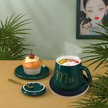 Мини-портативная USB-подогреватель чашек, 3 шестерни, кофейная кружка, нагревательная подставка, умная термостатическая плита, грелка с молоком, чаем, водой, нагреватель чёрный