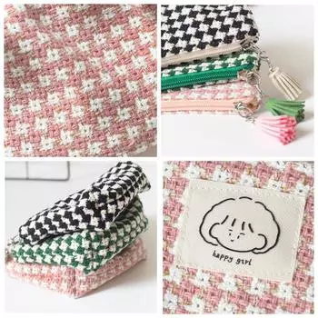Мини-портативные клетчатые сумки для монет, кошелек для денег, наушники, помада, кабель для передачи данных, сумки для хранения удостоверений личности, держатель для банковских карт, клатч-сумка чёрный