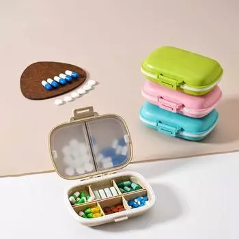 Мини Портативный 8-сеточный контейнер для таблеток Дорожный органайзер для лекарств Контейнер для хранения запечатанных таблеток Пшеница Коробка-дозатор для лекарств синий