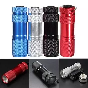 Мини Портативный 9 Ультрафиолетовый Светодиодный Черный УФ Фонарик Фонарик Лампа серебряный