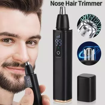 Мини портативный электрический триммер для ушей и носа, мужская электрическая бритва с сенсорным экраном, зарядка через USB, безболезненная машинка для стрижки волос, водонепроницаемое средство для удаления волос в носу чёрный