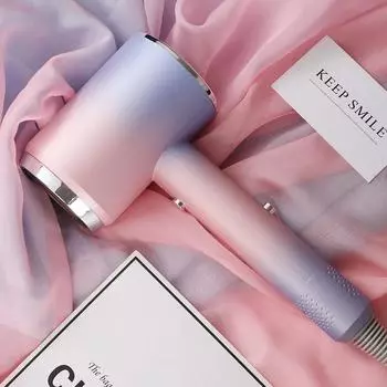 Мини-портативный бесшумный градиентный фен с большим объемом воздуха, постоянной температурой и быстрой сушкой для путешествий и семейных салонов EU белый