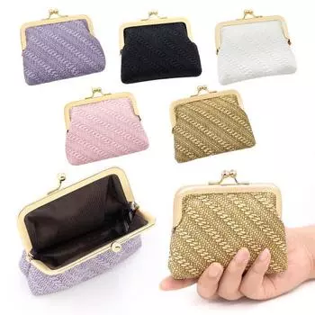 Мини-портативный кошелек для монет из искусственной кожи с замком-поцелуем, многоцелевой кошелек для ключей белый