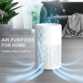 Мини портативный очиститель воздуха, бесшумный воздушный фильтр, автоматический мониторинг качества воздуха, бактерицидный помощник для гостиной, домашних животных и дыма белый