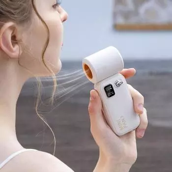 Мини портативный ручной вентилятор 100 скоростей компактный дизайн перезаряжаемый цифровой дисплей высокоскоростной вентилятор белый