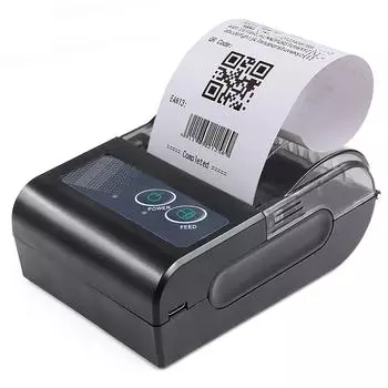 Мини-портативный термопринтер, беспроводной принтер для чеков доставки, экспресс-принтер USB BT 58HB6 чёрный