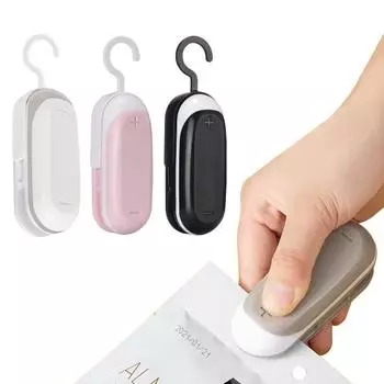 Мини-портативный запайщик пакетов, резак, ручной инструмент для термосварки, для хранения продуктов, кемпинга, работающий от батареи, небольшой помощник по обрезке чипсов белый