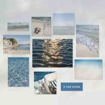 Мини-постер Daily Snug Blue Sea Wave Emotional Postcard + наклейка Giveaway 16p set