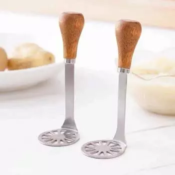 Mini Potato Masher, 2/10 Counts Stainless Steel Masher With Wood Non Slip Handle, Avocado Bean Vegetable Masher For Kitchen 2Pcs