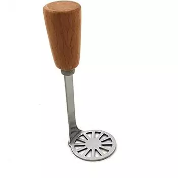 Mini Potato Masher with Wood Non Slip Handle,Stainless Steel Masher Kitchen Tool коричневый