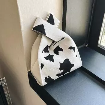 Мини-повседневная цветная сумка через плечо, сумки для покупок, сумка на запястье с узлом, сумка ручной работы, вязаная сумка 20x36cm белый