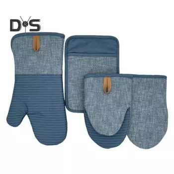 Мини-прихватки для духовки из неопрена с петлей для подвешивания, термостойкие кухонные рукавицы для выпечки и барбекю синий