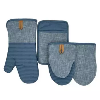 Мини-прихватки для духовки из неопрена с ладонями и петлей для подвешивания, термостойкие синий