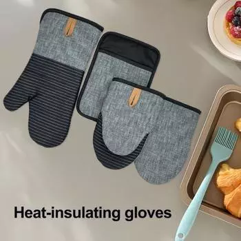 Мини-прихватки для духовки из неопрена с петлей для подвешивания, термостойкие кухонные рукавицы для выпечки и барбекю чёрный