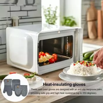 Мини-прихватки для духовки из неопрена с петлей для подвешивания, термостойкие кухонные рукавицы для выпечки и барбекю чёрный