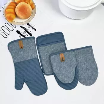 Мини-прихватки для духовки из неопрена с ладонями, с петлей для подвешивания, термостойкие кухонные чёрный