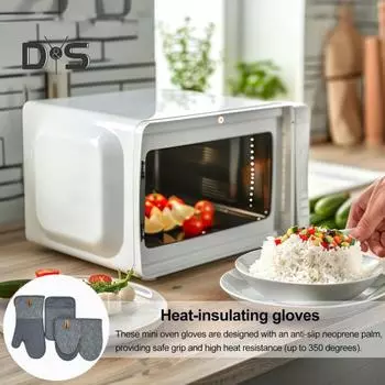 Мини-прихватки для духовки из неопрена с петлей для подвешивания, термостойкие кухонные рукавицы для выпечки и барбекю чёрный