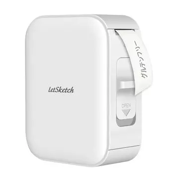 Мини-принтер этикеток LetSketch mini Мобильный принтер 200 точек на дюйм Не требует чернил Совместимость с Bluetooth Совместимость со смартфонами Легкий Бесшумный Белый Встроенный