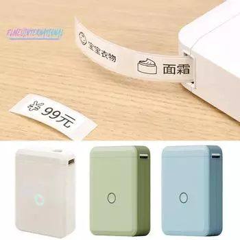 Мини-принтер этикеток, портативный, совместимый с Bluetooth — бесплатное редактирование, вставка изображений, чернила не требуются, перезаряжаемый, совместим с iOS для Android зелёный