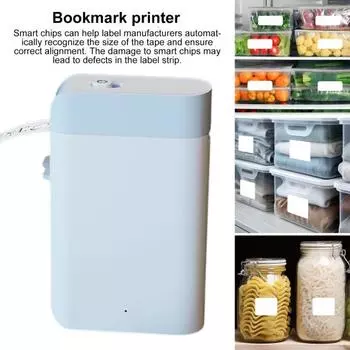 Мини-принтер этикеток, совместимый с Bluetooth, беспроводной перезаряжаемый с лентой, устройство для изготовления этикеток, встроенный резак, инструмент для термопечати наклеек с зарядным кабелем белый