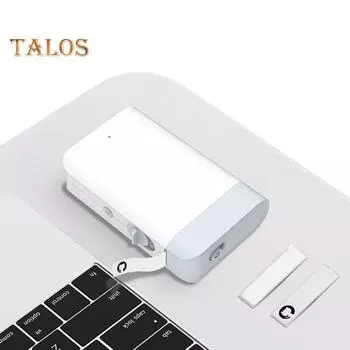 Мини-принтер этикеток, совместимый с Bluetooth, беспроводной перезаряжаемый с лентой, устройство для изготовления этикеток, встроенный резак, инструмент для термопечати наклеек с зарядным кабелем белый