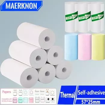 Мини-принтер Термобумага 10 шт. Самоклеящаяся наклейка для этикеток Цветная самоклеящаяся бумага для фотопечати без чернил 57 мм