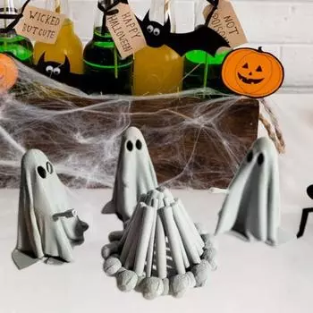 Мини-призрак, украшение для костра, милая статуэтка привидения, миниатюрный настольный пейзаж, домашний декор на Хэллоуин B