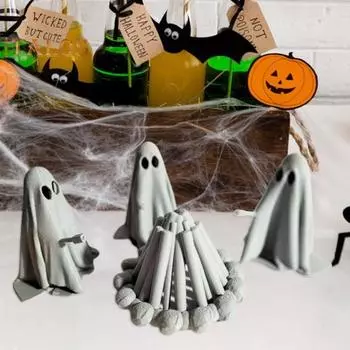 Мини-призрак, украшение для костра, милая статуя привидения, миниатюрный настольный пейзаж, домашний декор на Хэллоуин для журнального столика, полки, каминной полки B