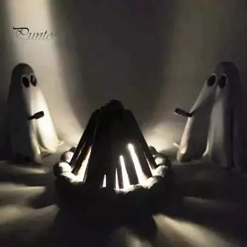 Мини-призрак, украшение для костра, милая статуя привидения, миниатюрный настольный пейзаж, домашний декор на Хэллоуин для журнального столика, полки, каминной полки B