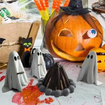 Мини-призрак, украшение для костра, милая статуя привидения, миниатюрный настольный пейзаж, домашний декор на Хэллоуин для журнального столика, полки, каминной полки B