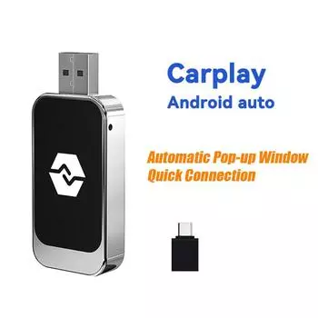 Мини-проводной беспроводной AI-бокс 2 в 1 Carplay Wif и Bluetooth 5.0 Android Auto Plug and Play Неиндуктивное соединение чёрный