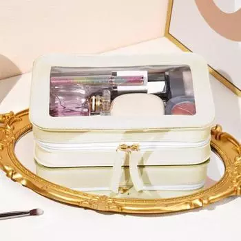 Мини прозрачная косметичка из искусственной кожи Pu Vegan, симпатичная, с маленьким видимым окошком для хранения помад, косметический чехол для кошелька чёрный