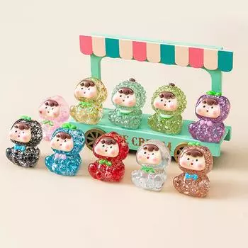 Мини прозрачные фигурки кукол-фруктов с блестками, слепая сумка для домашнего рабочего стола, украшения для автомобиля, подарок Random-1pcs
