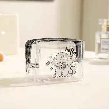 Мини-прозрачный кошелек для монет из ПВХ, водонепроницаемая сумка для наушников, мультяшная сумка для помады с изображением животных, портативный чехол для ключей