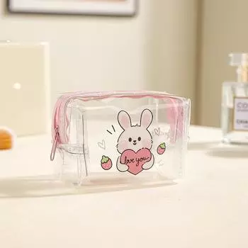 Мини-прозрачный кошелек для монет из ПВХ, водонепроницаемая сумка для наушников, мультяшная сумка для помады с изображением животных, портативный чехол для ключей as the picture