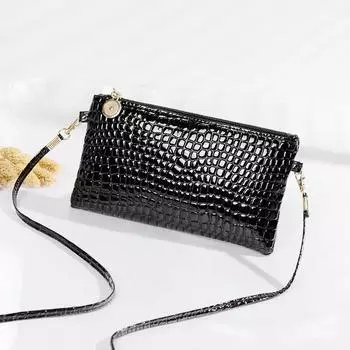 Мини-пу модная женская сумка через плечо, дизайнерская роскошная сумка с крокодиловым рисунком, сумка для телефона, портмоне, сумка для девочек, большая сумка чёрный
